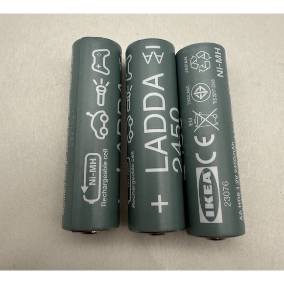 IKEA LADDA AA 2450mAH Rechargeable Batteries Multi-Use NiMH Clock Remote Toy 3pc - Picture 3 of 8
